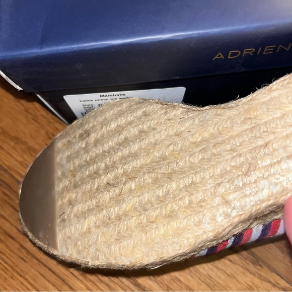 Adrienne Vittadini Navy & Red Bailee Peep Toe Wedges Women’s Size 8 EU 38 - Picture 7 of 10